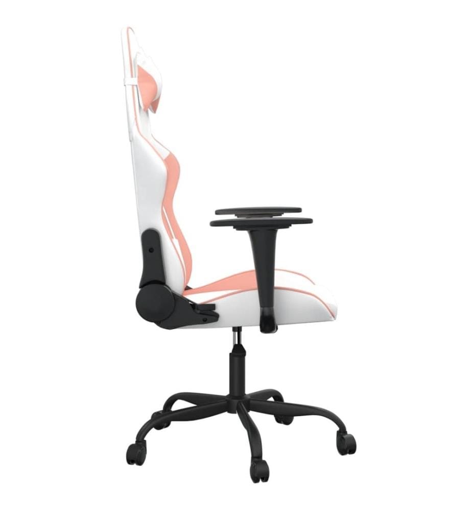 Gaming-Stuhl mit Massagefunktion Weiss und Rosa Kunstleder