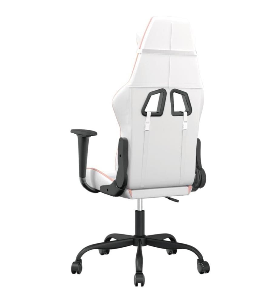 Gaming-Stuhl mit Massagefunktion Weiss und Rosa Kunstleder