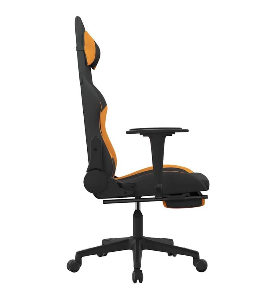 Gaming-Stuhl mit Massage & Fussstütze Schwarz und Orange Stoff