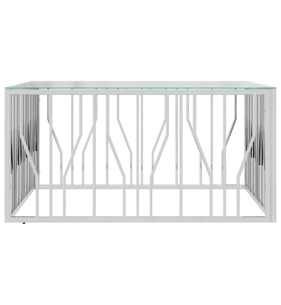 Couchtisch 100x100x50 cm Edelstahl und Glas