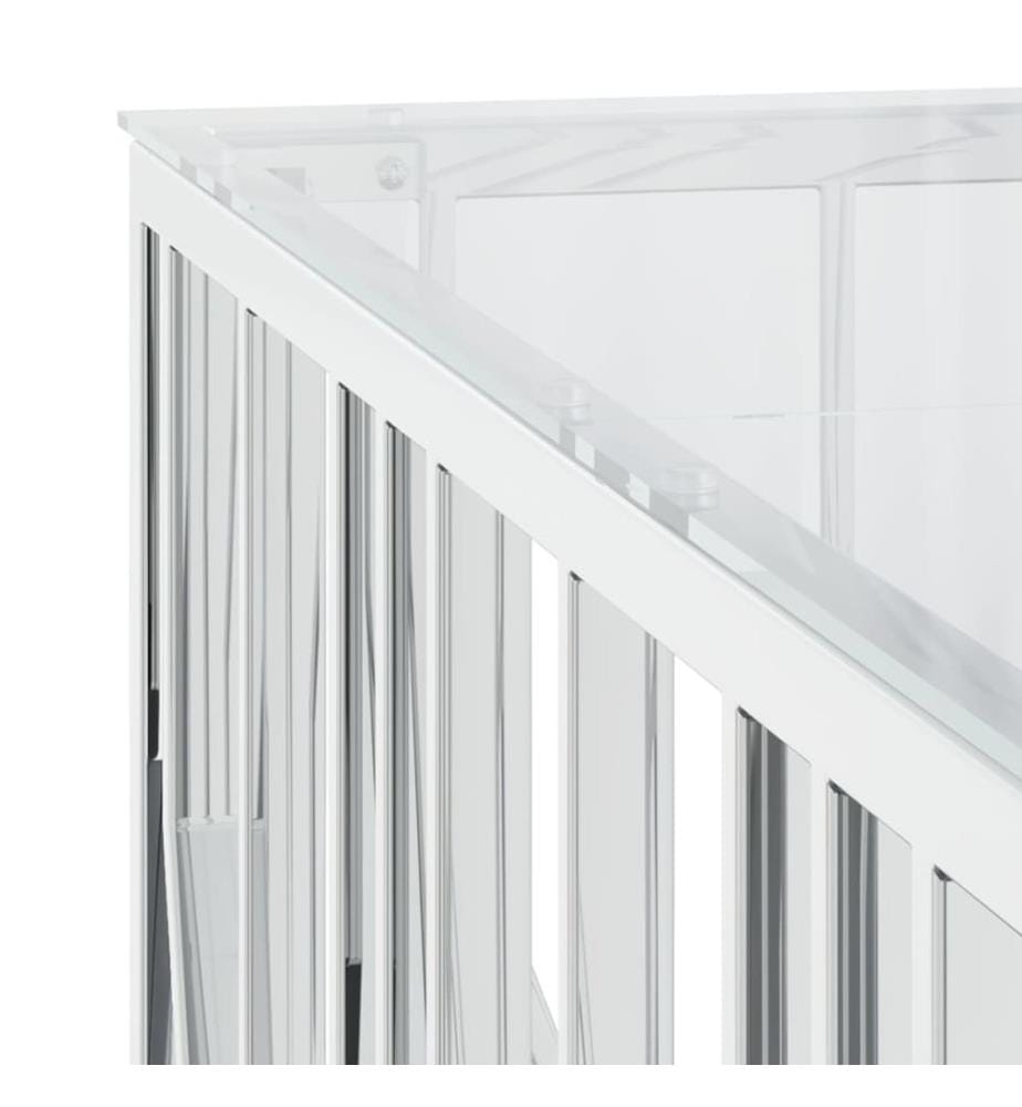 Couchtisch 100x100x50 cm Edelstahl und Glas