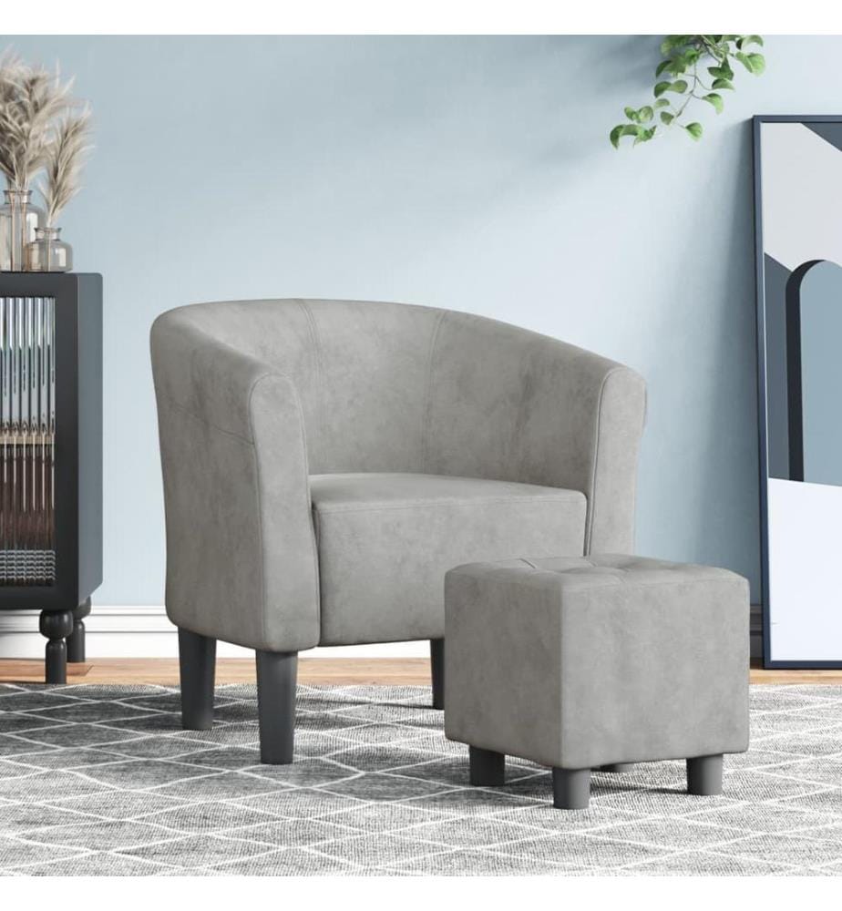 Chaise cabriolet avec repose-pied gris clair velours