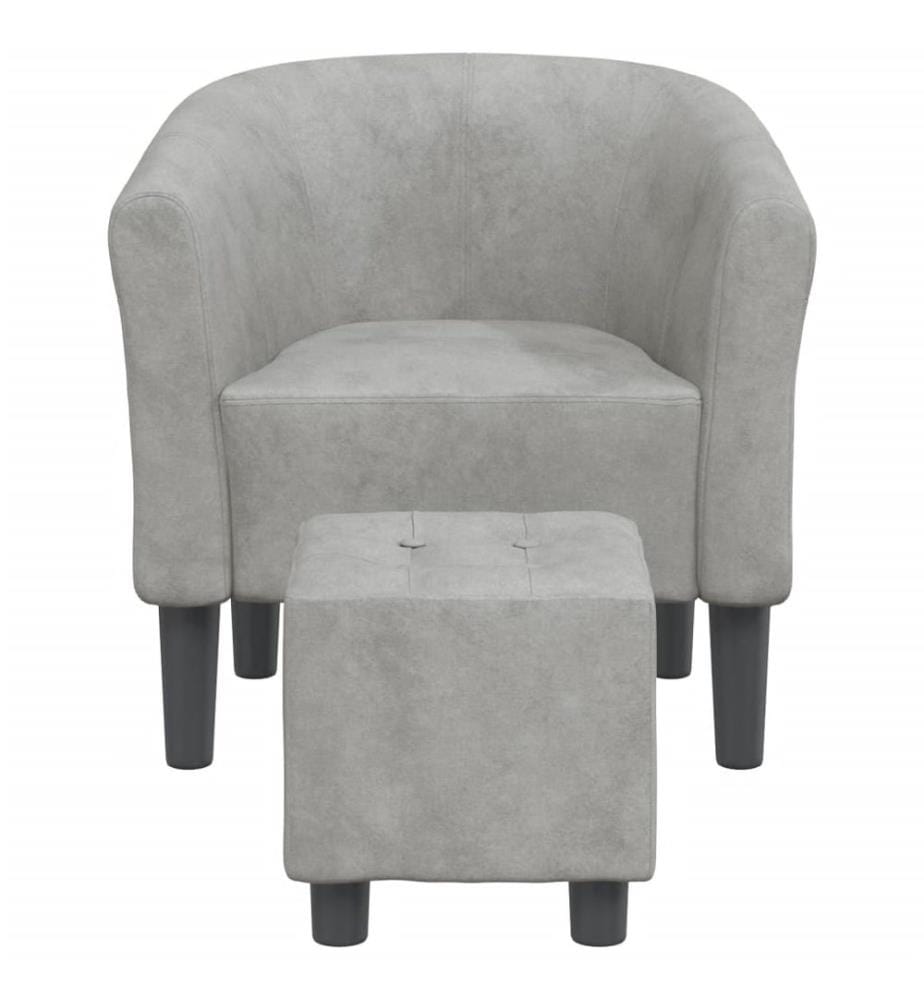 Chaise cabriolet avec repose-pied gris clair velours