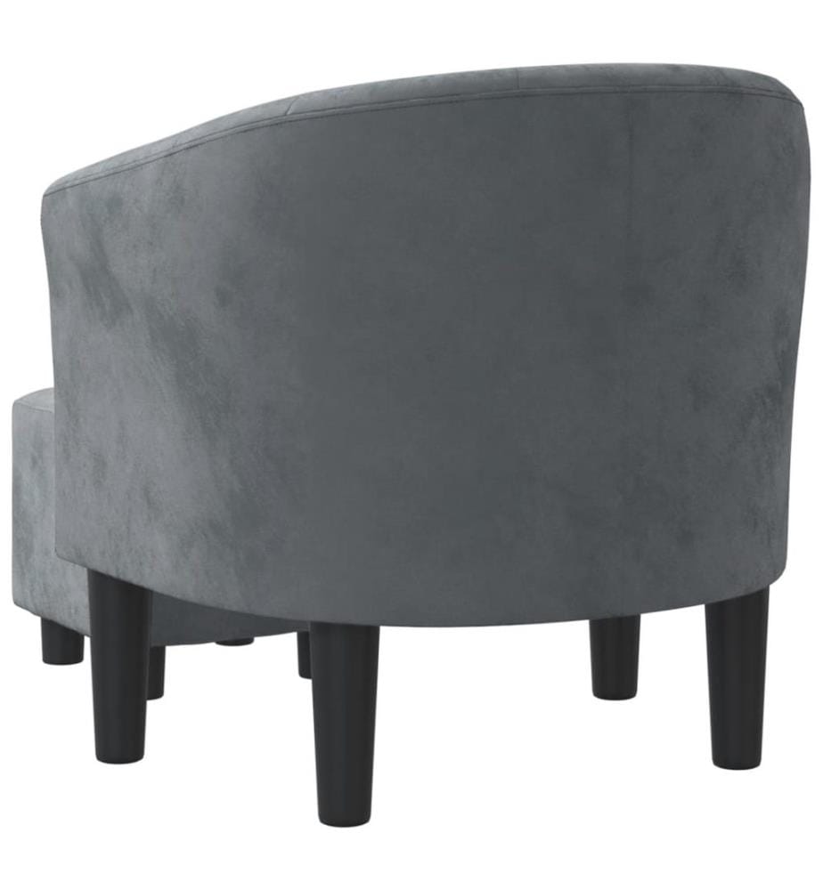Fauteuil avec repose-pied gris foncé velours