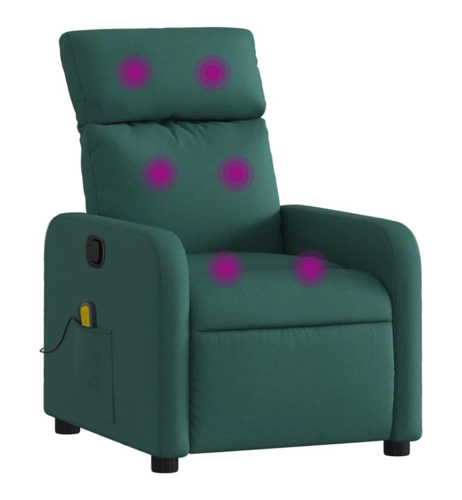 Fauteuil de massage inclinable Vert foncé Tissu
