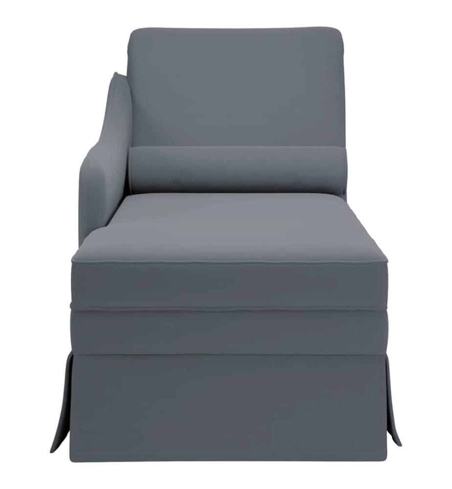 Fauteuil long et traversin accoudoir droit gris foncé velours