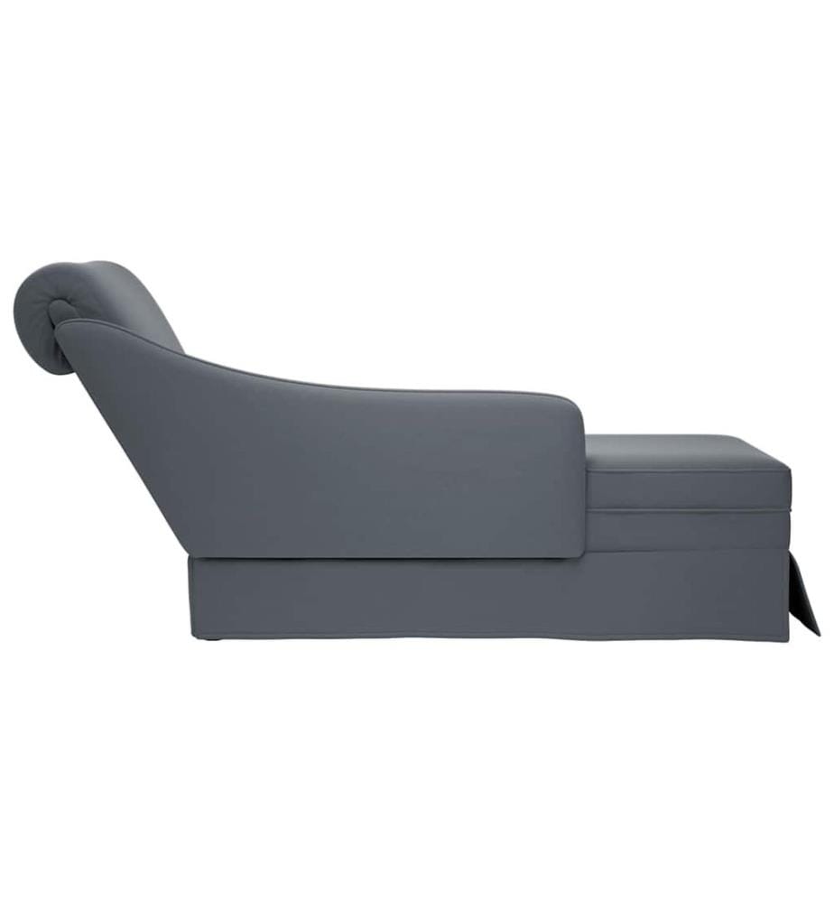Fauteuil long et traversin accoudoir droit gris foncé velours