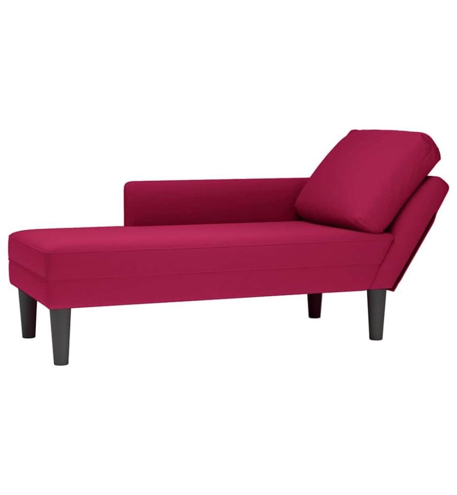 Fauteuil long avec coussin et accoudoir droit rouge bordeaux