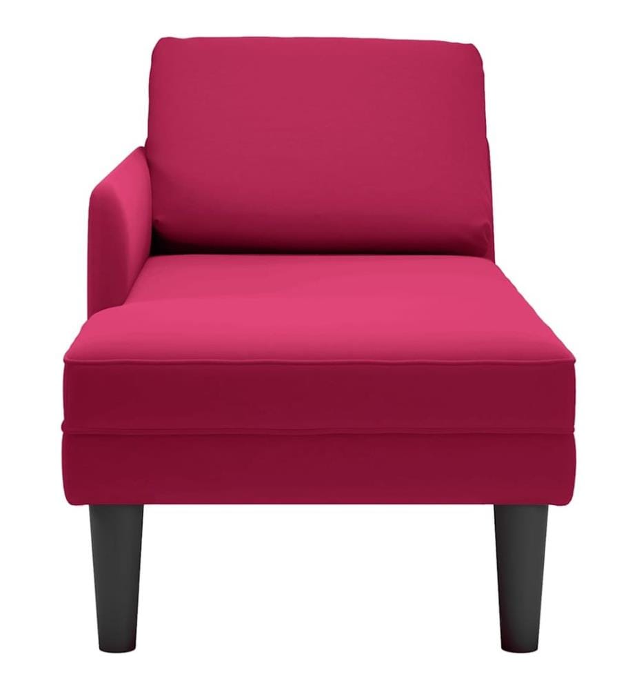 Fauteuil long avec coussin et accoudoir droit rouge bordeaux