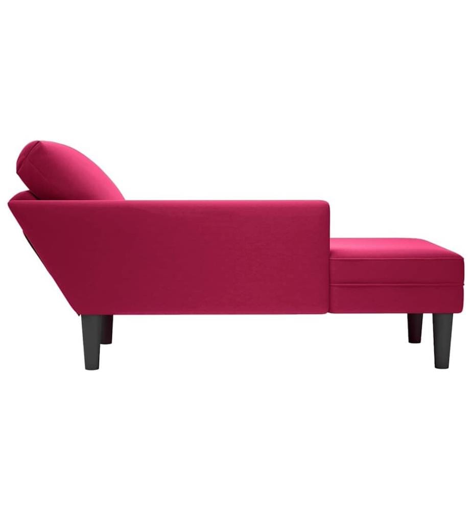 Fauteuil long avec coussin et accoudoir droit rouge bordeaux