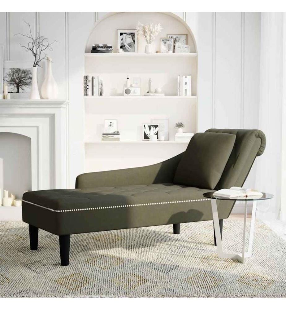 Fauteuil long et coussin/accoudoir droit vert armée similicuir
