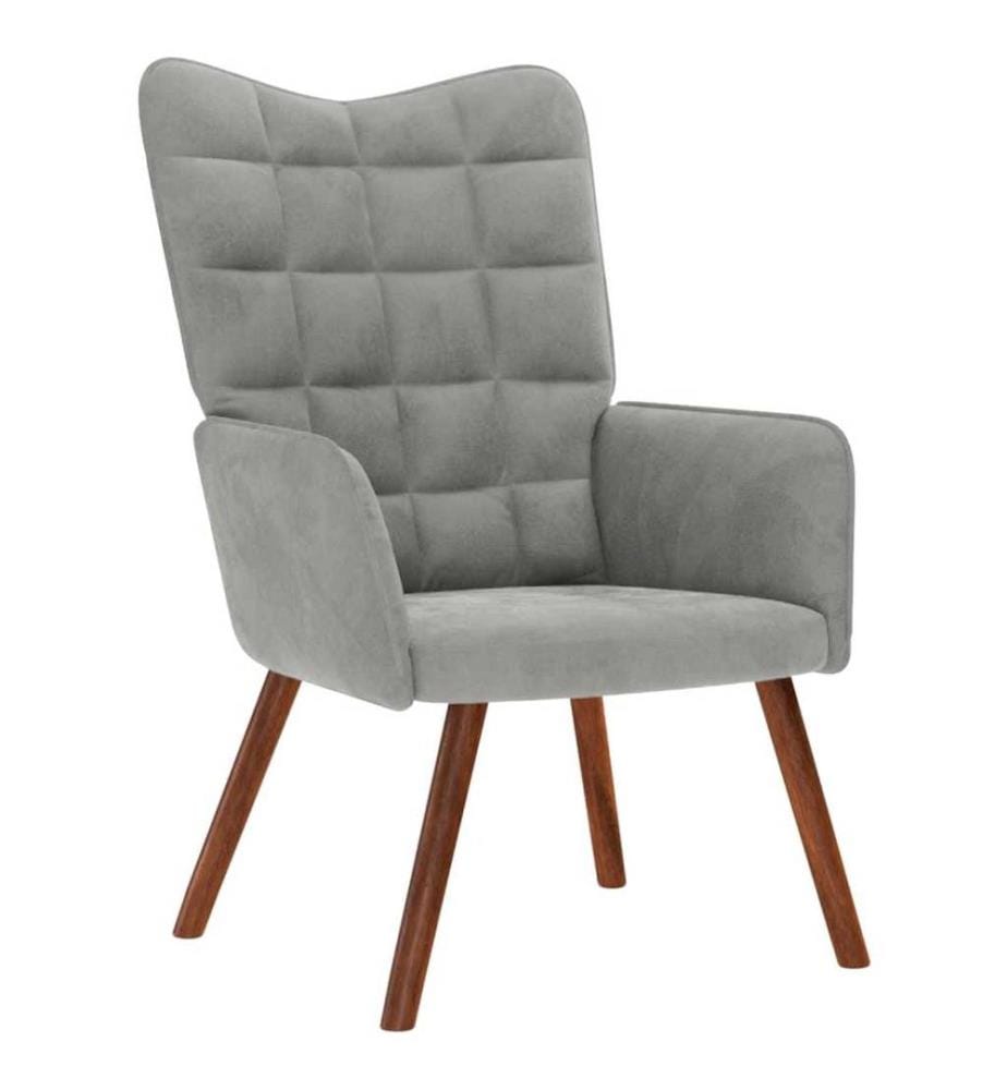 Fauteuil relax avec tabouret en velours gris clair