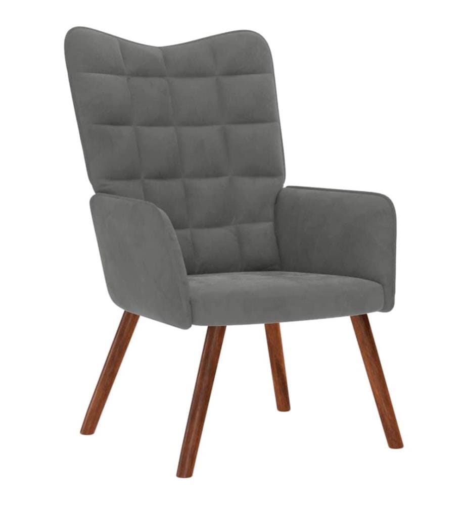 Fauteuil relax avec tabouret en velours gris foncé