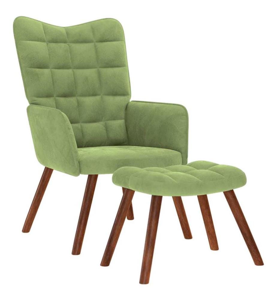 Relaxsessel mit Hocker Hellgrün Samt