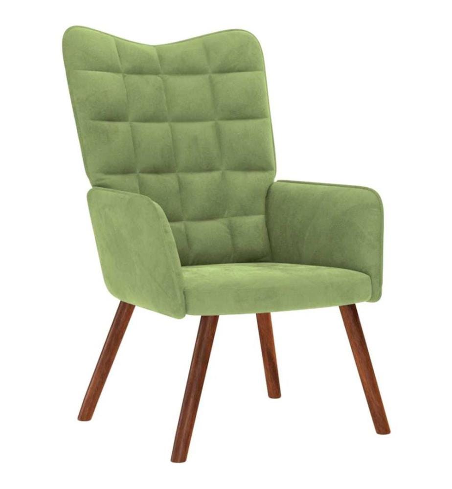 Relaxsessel mit Hocker Hellgrün Samt