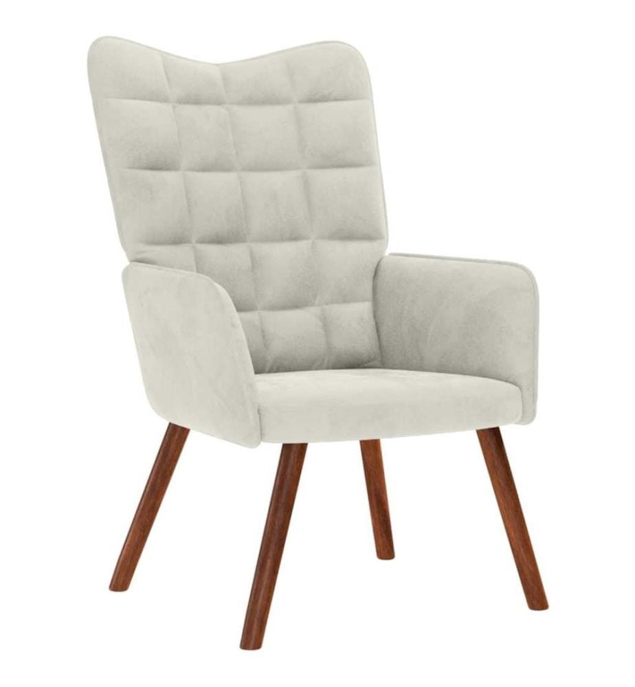 Fauteuil relax avec tabouret en velours crème