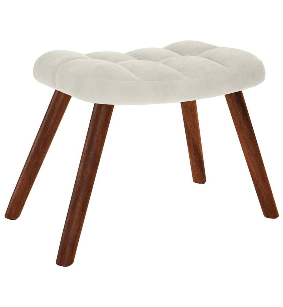 Fauteuil relax avec tabouret en velours crème