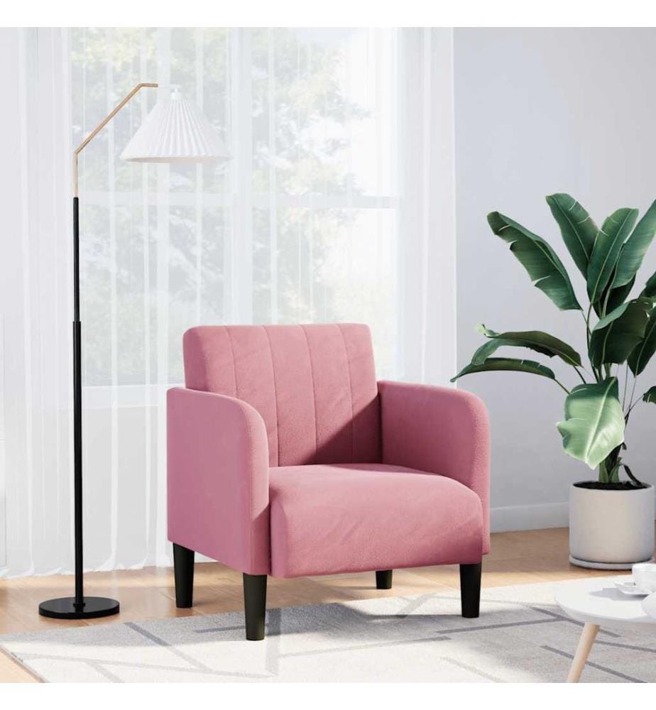 Fauteuil avec accoudoirs rose 54 cm velours
