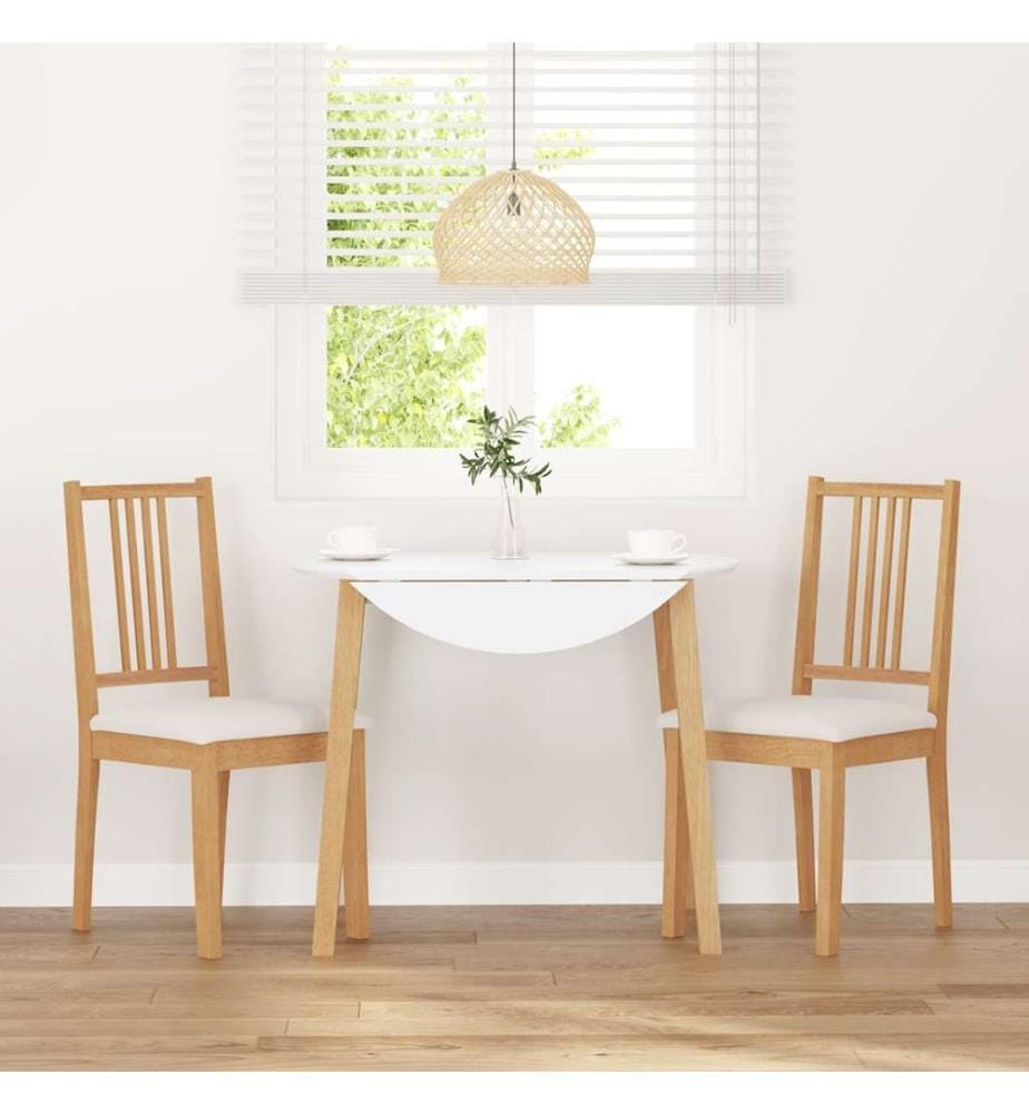 Chaises à manger coussins 2 pcs naturel bois massif caoutchouc