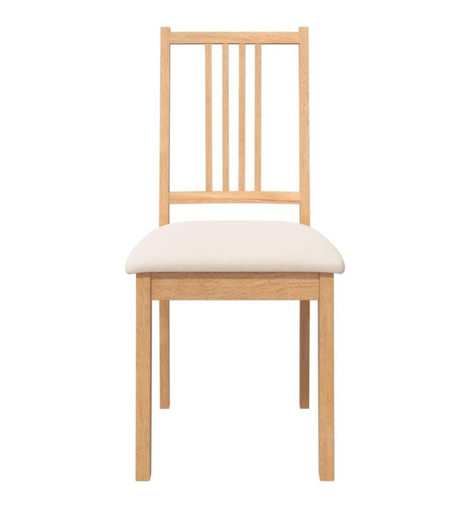 Chaises à manger coussins 2 pcs naturel bois massif caoutchouc