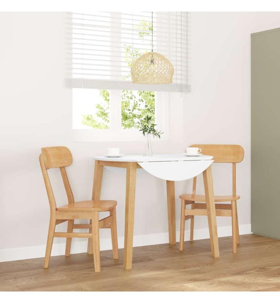 Chaises à manger 2 pcs bois massif caoutchouc