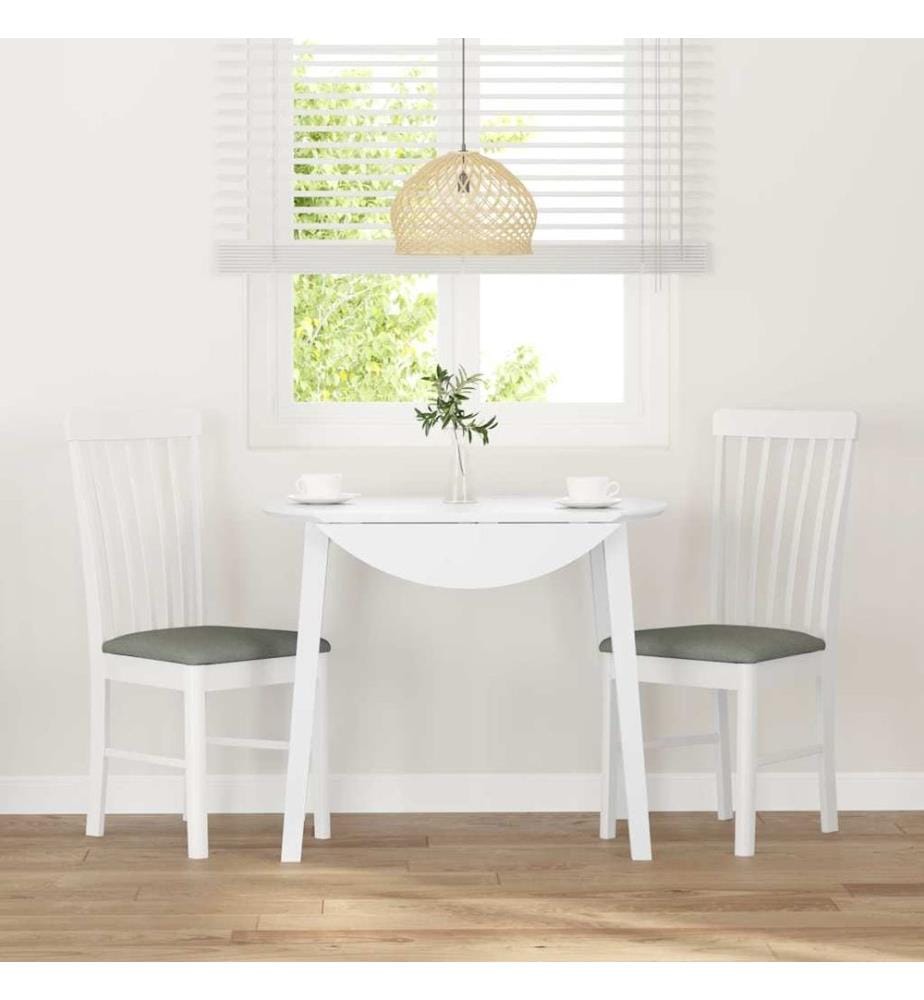 Chaises à manger coussins 2 pcs blanc bois massif caoutchouc