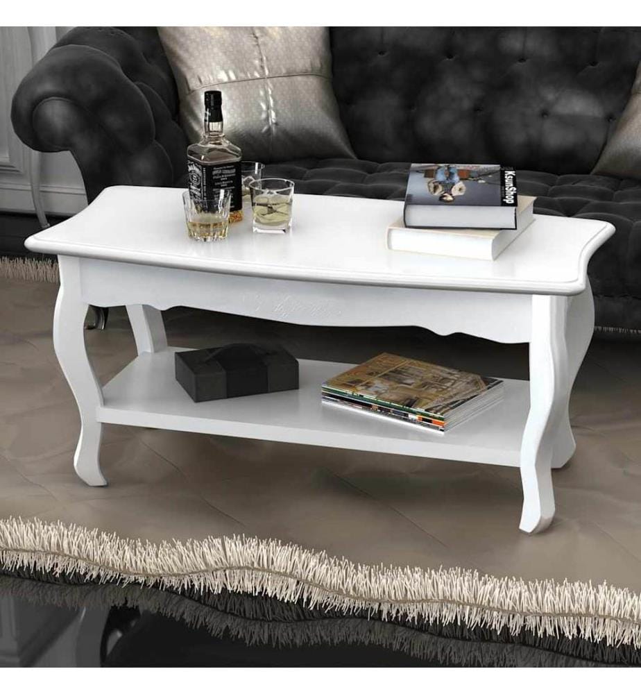 Couchtisch mit Ablage MDF Weiss