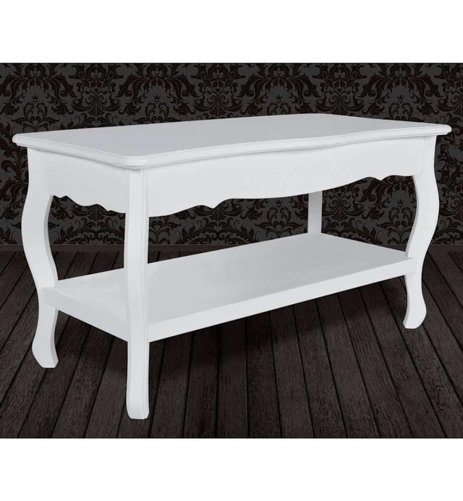 Couchtisch mit Ablage MDF Weiss