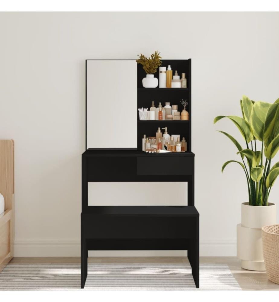 Coiffeuse avec miroir noir 74,5x40x141 cm