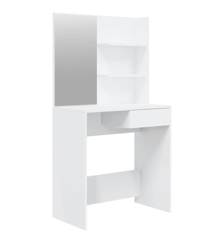 Schminktisch mit Spiegel Hochglanz-Weiss 74,5x40x141 cm