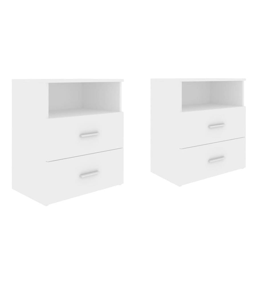 Nachttische 2 Stk. Weiss 50x32x60 cm