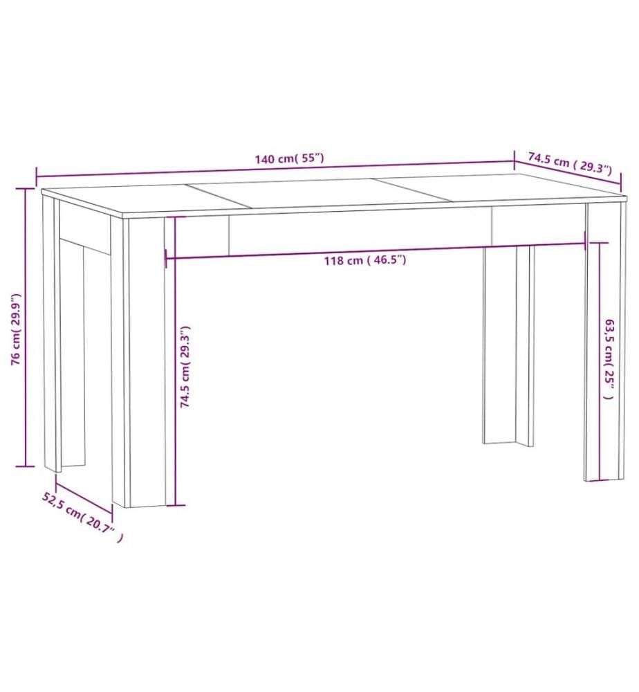 Table à manger Gris béton 140x74,5x76 cm Bois d'ingénierie