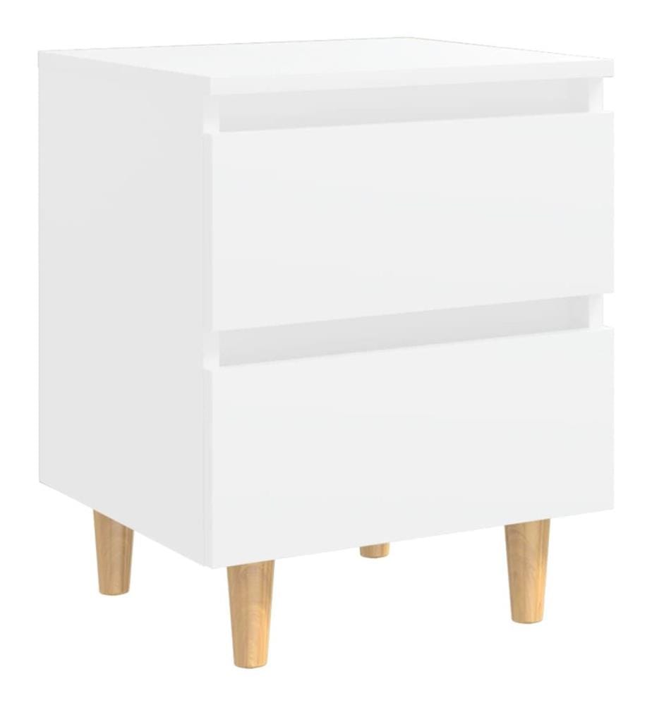 Nachttisch mit Kiefernholz-Beinen Weiss 40x35x50 cm