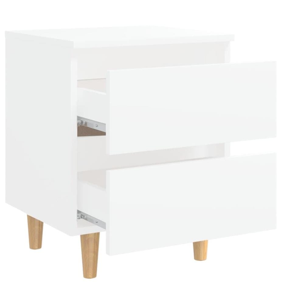Nachttisch mit Kiefernholz-Beinen Weiss 40x35x50 cm