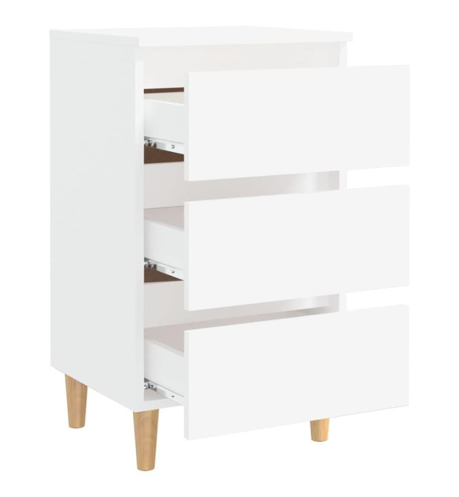 Nachttisch mit Massivholz-Beinen Weiss 40x35x69 cm