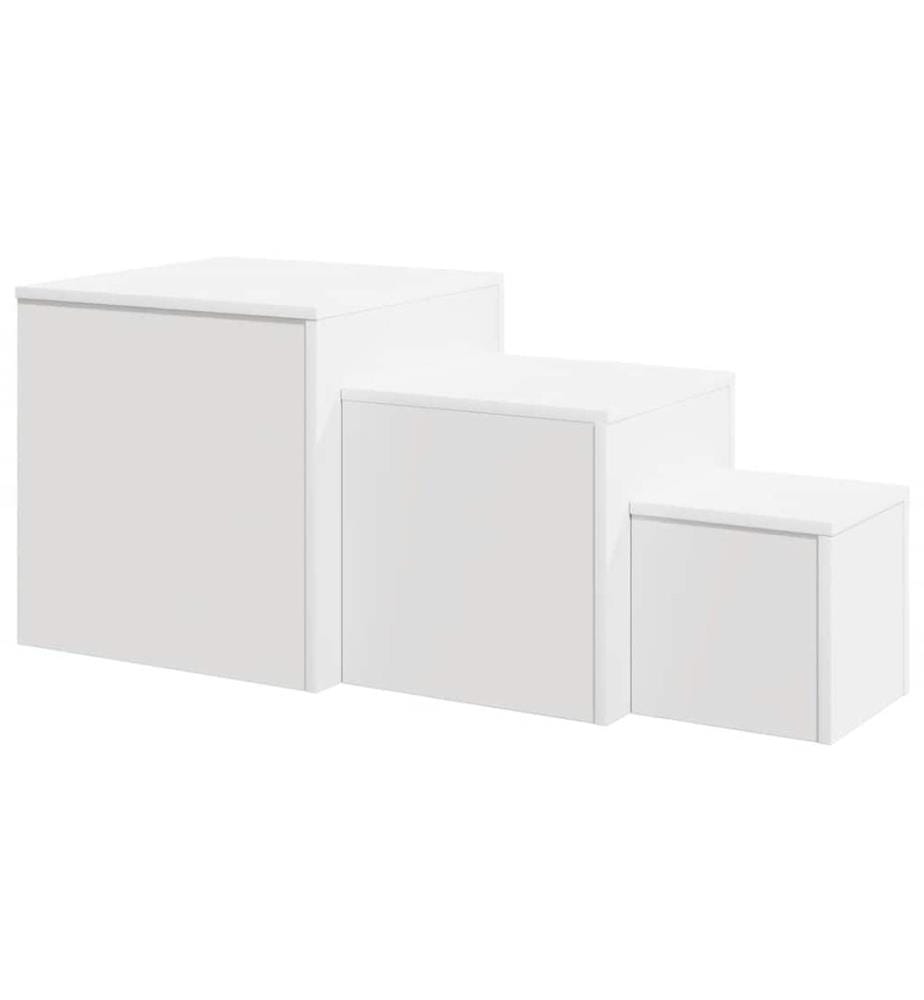 Tables d'appoint 3 pièces en bois d'ingénierie blanc