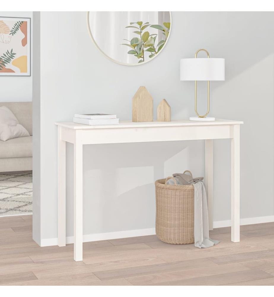 Table console Blanc 110x40x75 cm Bois massif de pin