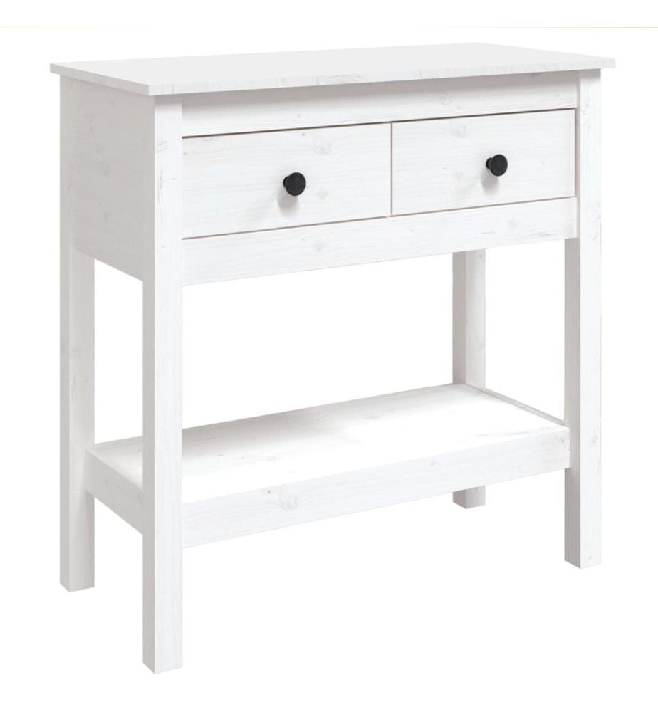 Table console Blanc 75x35x75 cm Bois massif de pin