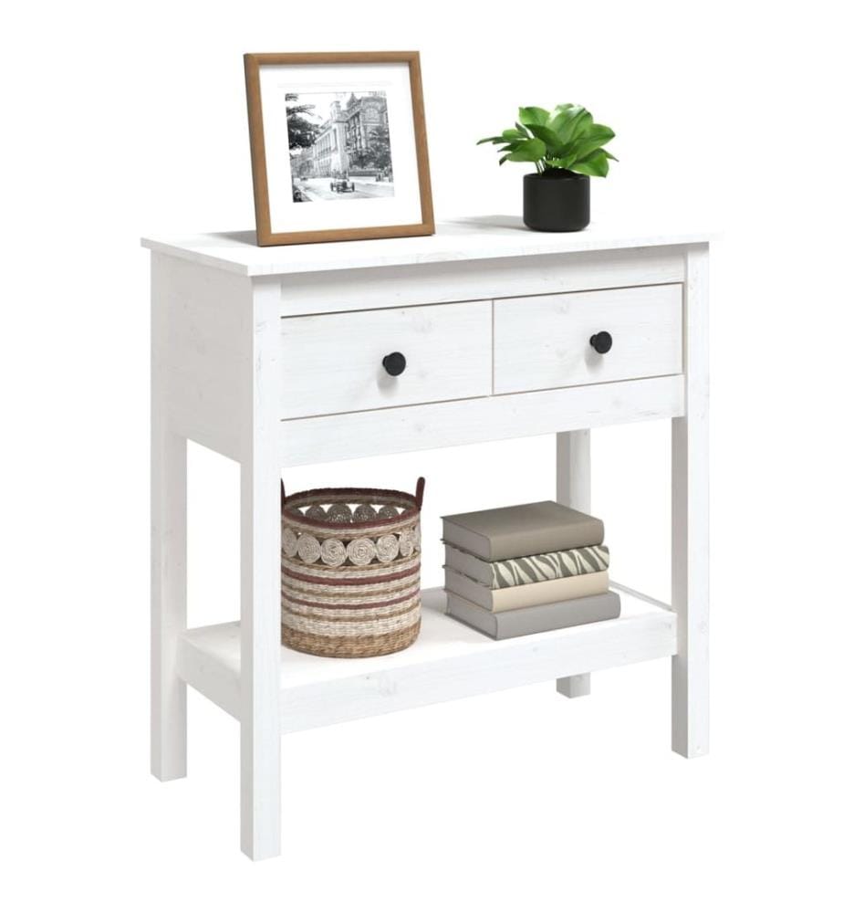 Table console Blanc 75x35x75 cm Bois massif de pin