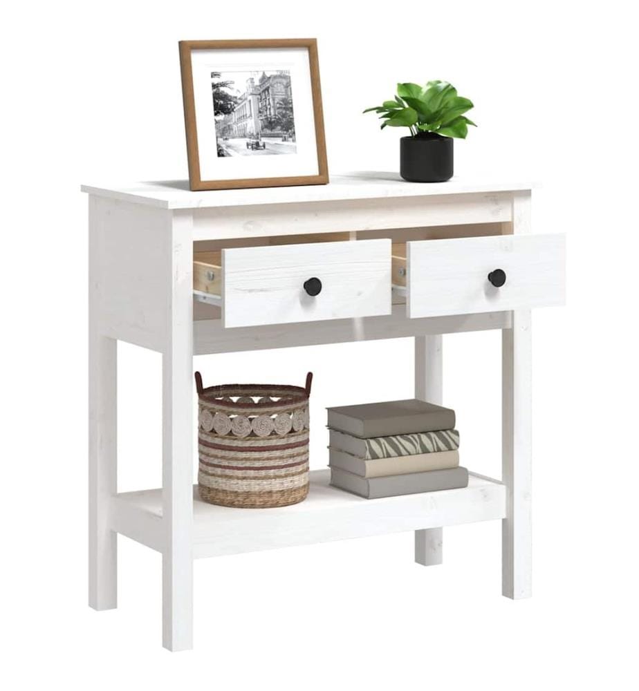 Table console Blanc 75x35x75 cm Bois massif de pin
