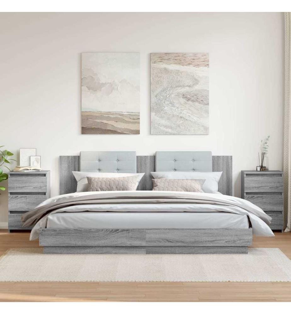 Nachttische 2 Stk. Grau Sonoma 40x35x62,5 cm Holzwerkstoff