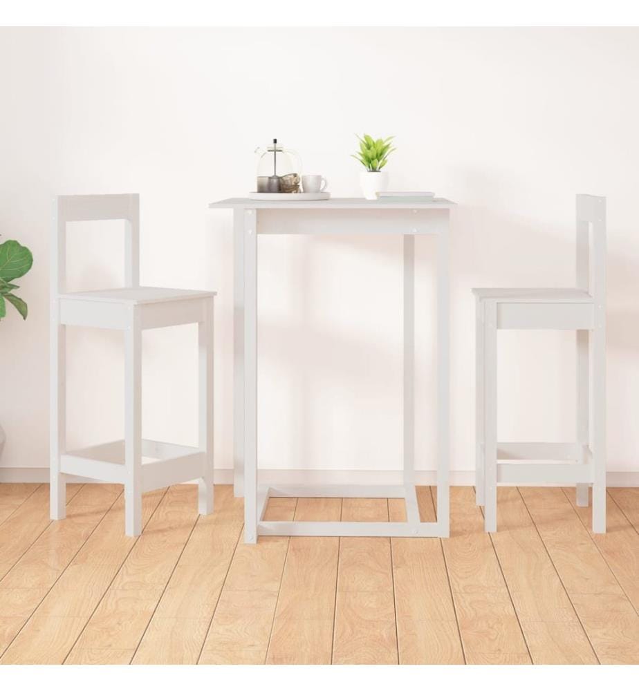 Chaises de bar lot de 2 blanc 40x41,5x112 cm bois de pin solide