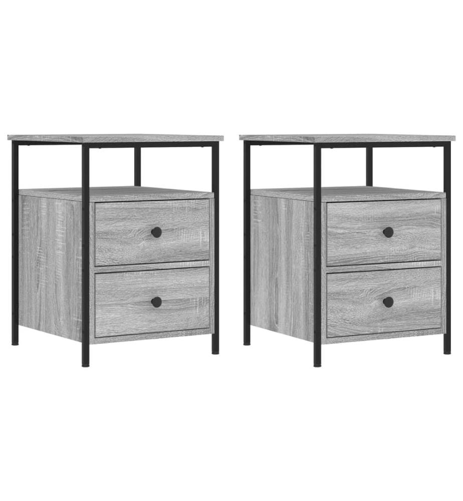 Nachttische 2 Stk. Grau Sonoma 44x45x60 cm Holzwerkstoff