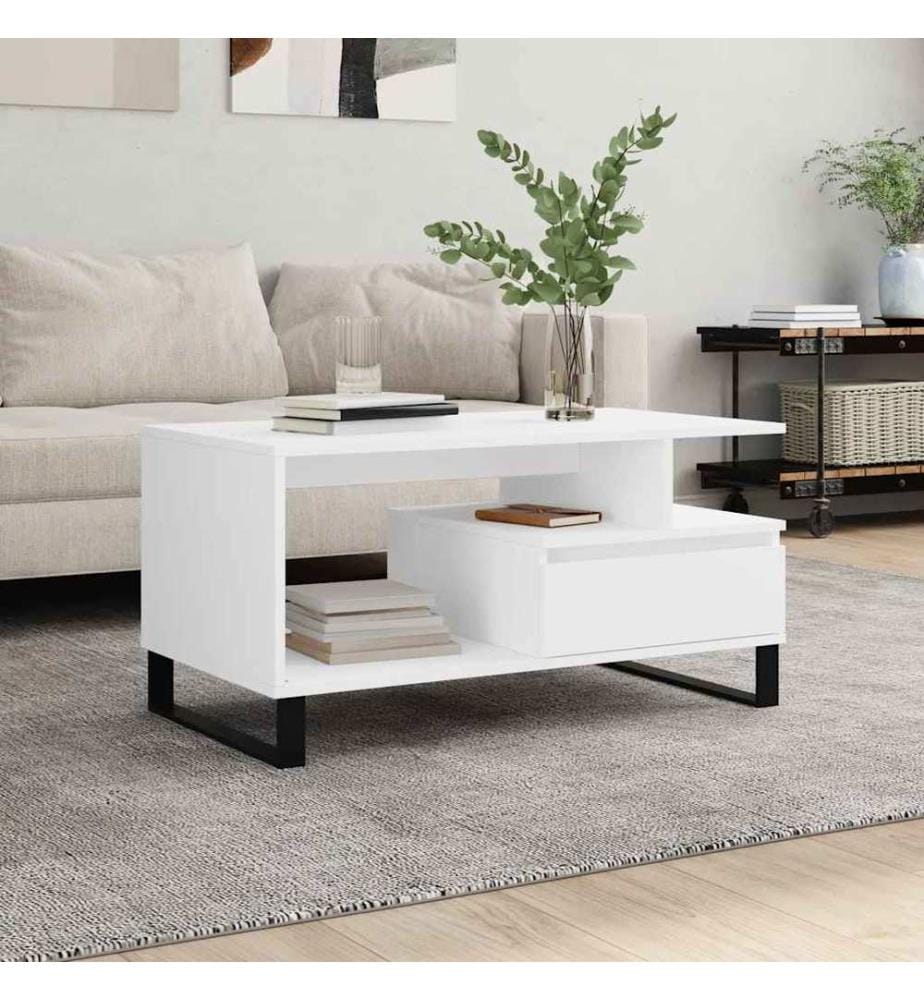 Table basse Blanc 90x49x45 cm Bois d'ingénierie
