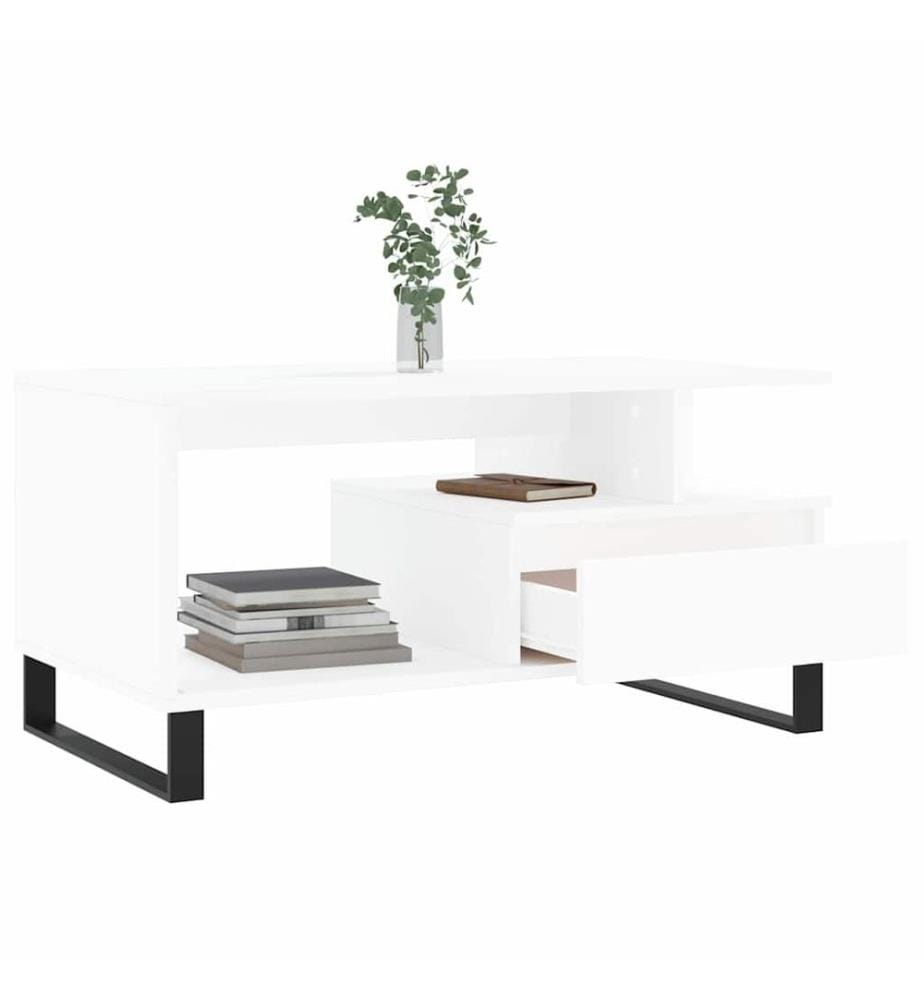 Table basse Blanc 90x49x45 cm Bois d'ingénierie