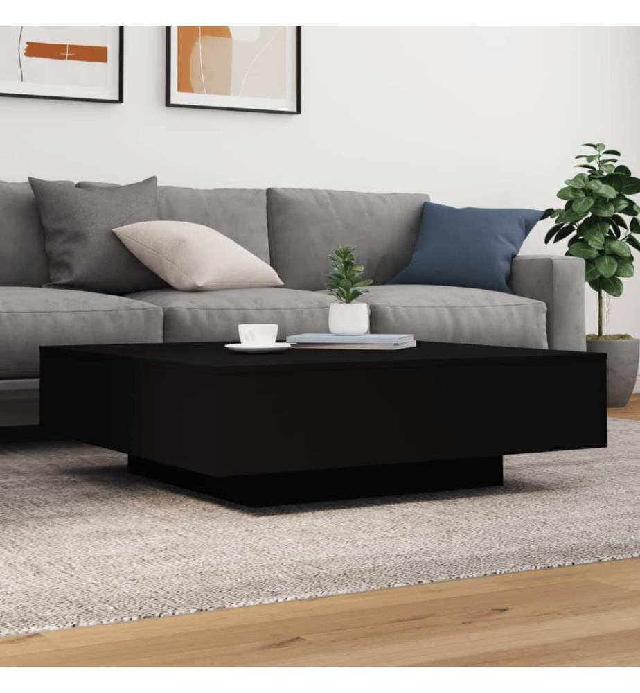 Couchtisch mit LED-Leuchten Schwarz 100x100x31 cm