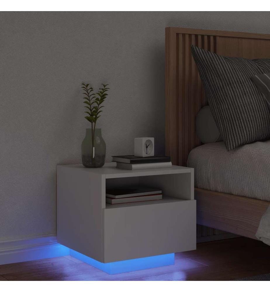 Nachttisch mit LED-Leuchten Weiss 40x39x37 cm