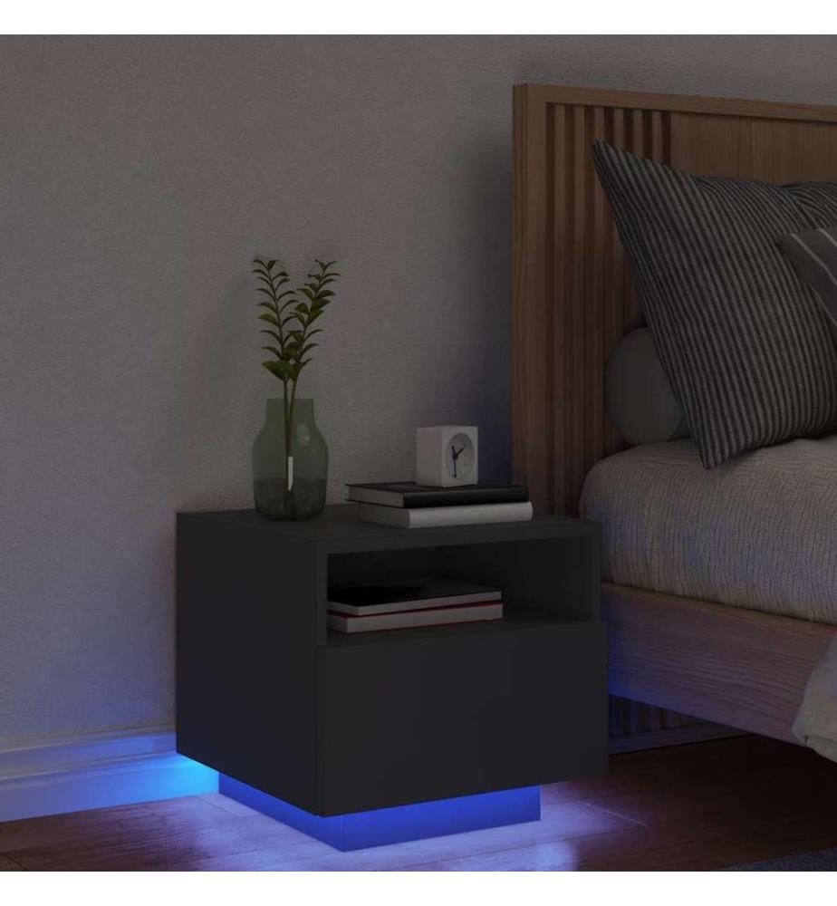 Nachttisch mit LED-Leuchten Schwarz 40x39x37 cm