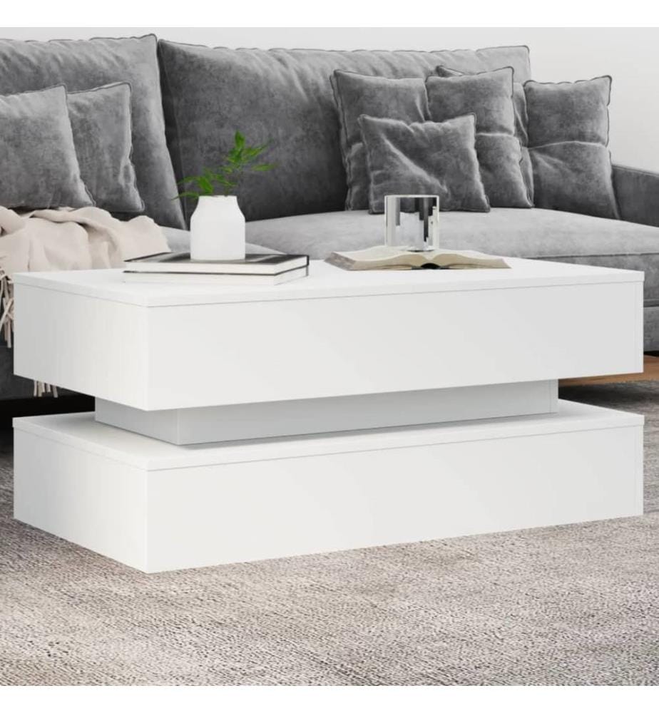 Couchtisch mit LED-Leuchten Weiss 90x50x40 cm