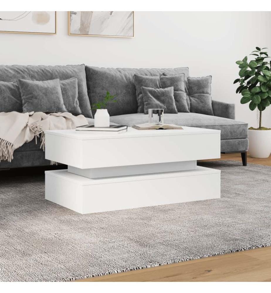 Couchtisch mit LED-Leuchten Weiss 90x50x40 cm